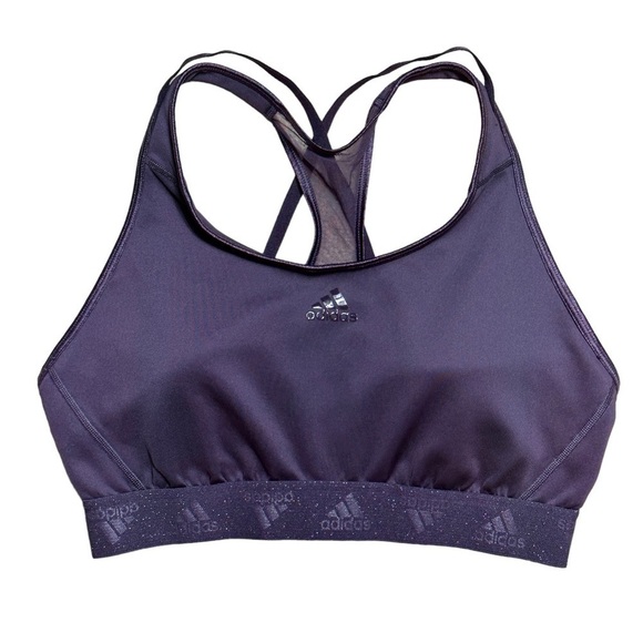 Adidas Deep Purple Racerback High Intensity Sports ‘Glam’ Bra US L - Picture 1 of 8